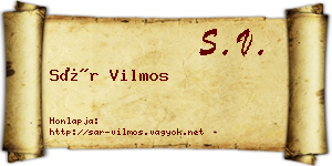 Sár Vilmos névjegykártya